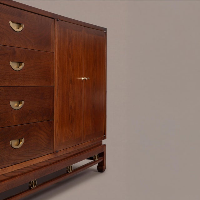 Ash Wood Sideboard Buffet With Gold Hardware by American of Martinsville For Sale - Image 9 of 10
