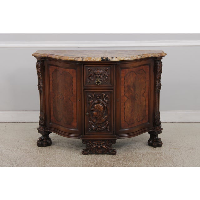 Age: C.1930s Details: Ball & Claw Feet Fine Carved Details High Quality Construction Nice Inlay Work Throughout French...