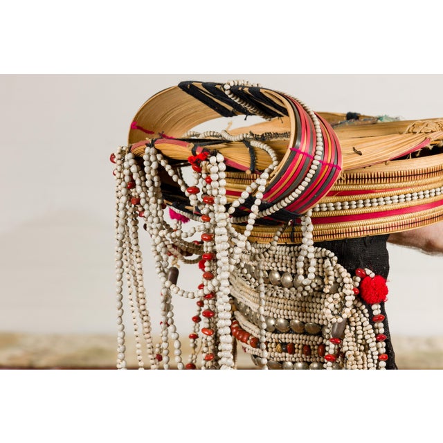 Ulo Tribal Akha Woman's Headdress with Framework of Bamboo and Beads For Sale - Image 12 of 12