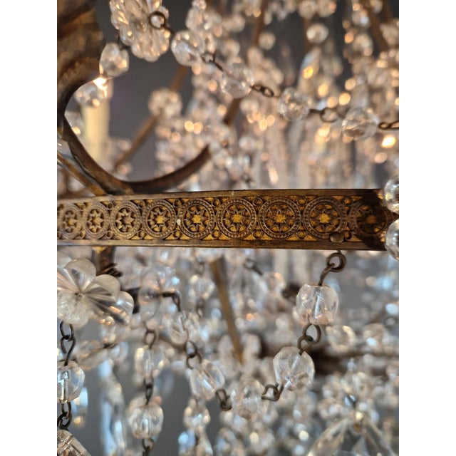 Brass Antique Louis XV Revival Tradition Crystal Chandelier Brass and Metal 8 Lights For Sale - Image 8 of 16