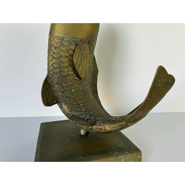 1960's Vintage Solid Brass Koi Fish on Base Sculpture/ Sold For Sale - Image 9 of 12