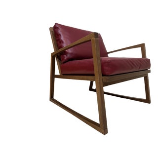 Lounge Chair in Dark Red Leather by Andy Thornton, England, 1980s For Sale