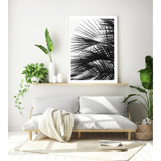 Contemporary Contemporary Minimalist Palm Tree Art Print, Large Tropical Coastal Wall Art, Black and White 24 X 36" Photography Print, 'Palm Fronds' For Sale - Image 3 of 9
