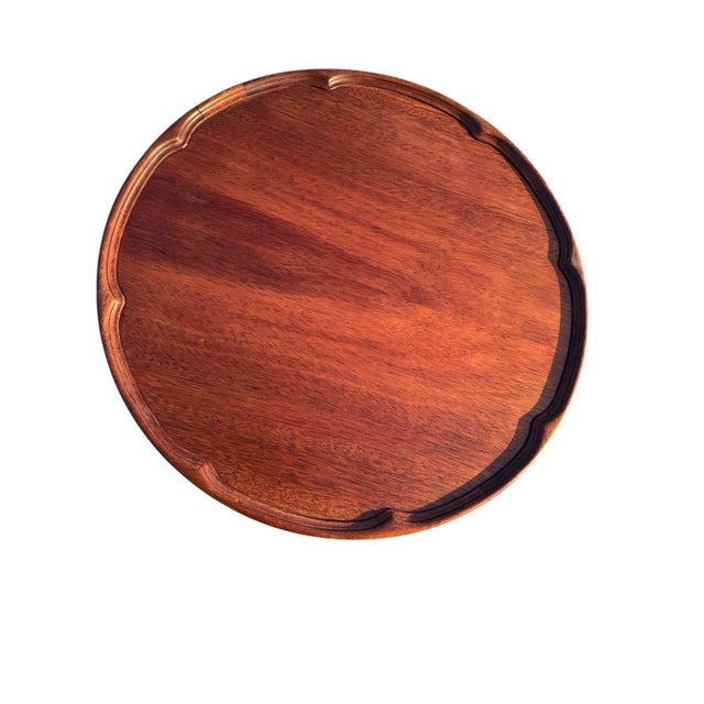 1940s Walnut Pie Crust Side Table Georgian Style Tripod Pedestal For Sale - Image 13 of 18