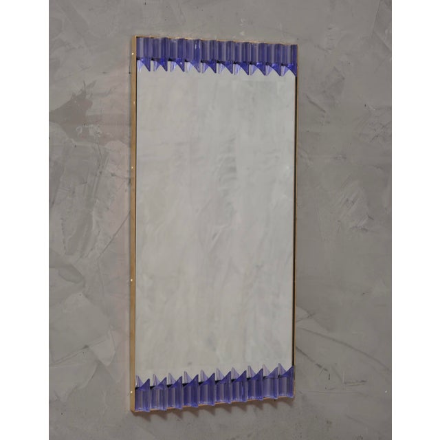 Periwinkle Murano Glass and Brass Wall Mirror, 1990s For Sale - Image 9 of 9