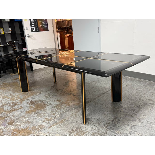 1970s Pierre Cardin for Roche Bobois Vintage Black Lacquer Extension Dining Table For Sale - Image 5 of 12
