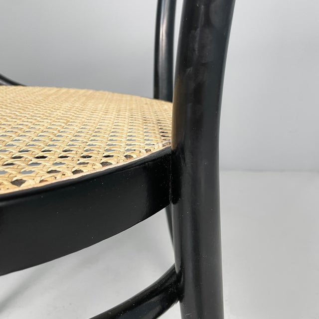 Austrian Modern Straw and Black Wood Chairs 209 by Michael Thonet for Radomsko, 1970s, Set of 4 For Sale - Image 11 of 15