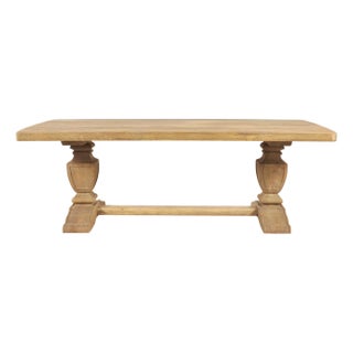 Country Italian Provincial Stripped Oak Trestle Dining Table 7 Ft For Sale