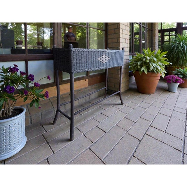 Antique Woven Hemp Plant Stand Wood Turned Spindle Legs For Sale - Image 14 of 15