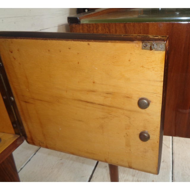 Art Deco Bedside Tables in Briar Brass and Glass, 1950s, Set of 2 For Sale - Image 14 of 18