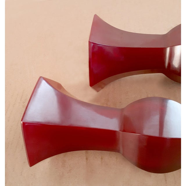 A Pair of Chinese, Ruby Red, Peking Glass Gu For Sale - Image 4 of 6