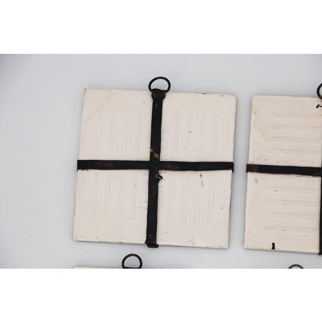 1950s Portuguese Set of Five Small Tiles Depicting People From Alentejo Province For Sale - Image 12 of 12