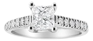 14K White Gold 1 1/5 Cttw 4-Prong Set Princess Diamond Classic Engagement Ring (I1-I2 Color, H-I Clarity) Ring Size 7