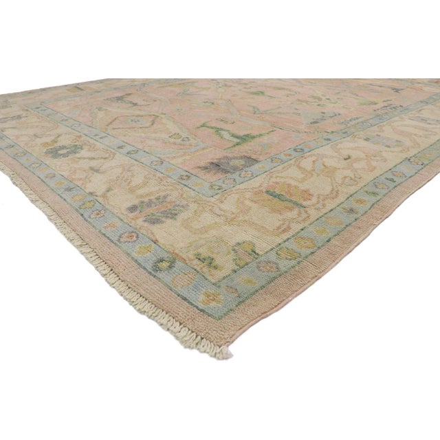 Contemporary Pakistani Oushak Rug with Modern Georgian Style 09'04 x 12'08. This hand-knotted wool contemporary Pakistani...