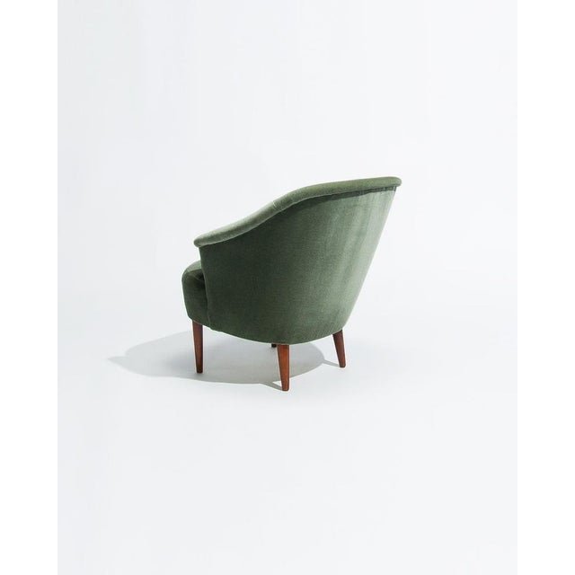 Carl Malmsten Swedish Lounge Chair with Chase Erwin Mohair Velvet by Carl Malmsten for O.H. Sjögren, 1950s For Sale - Image 4 of 10