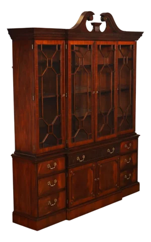 Henkel Harris Chippendale Style Mahogany China Cabinet Breakfront