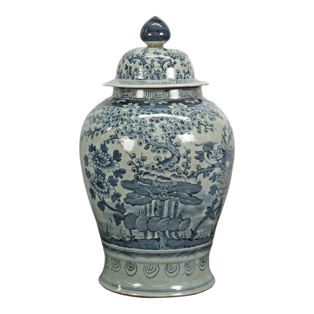 Blue & White Ginger Jar - 24" Inch High For Sale