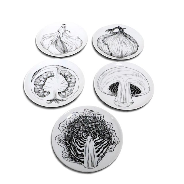 Mid 20th Century Set of Five Graphic Porcelain Heinrich & Co. H&c Selb Bavaria Vegetable Plates For Sale - Image 10 of 12