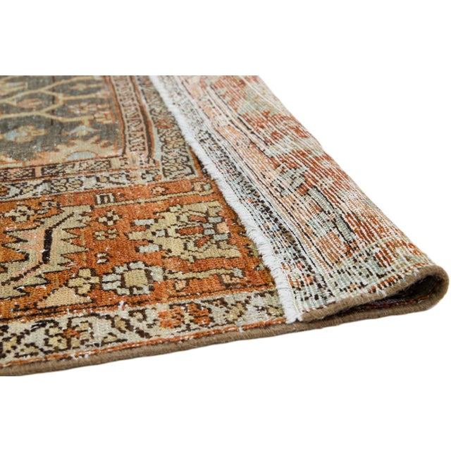 Persian 1910s Allover Antique Persian Heriz Wool Rug For Sale - Image 3 of 9