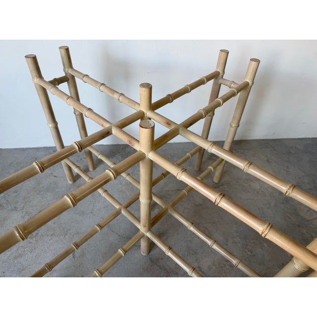 1970s Hollywood Regency Faux Bamboo Carved Wood Dining Table Base For Sale In Miami - Image 6 of 12