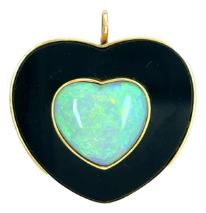 Late 20th Century 14k Opal & Enamel Pendant / Brooch