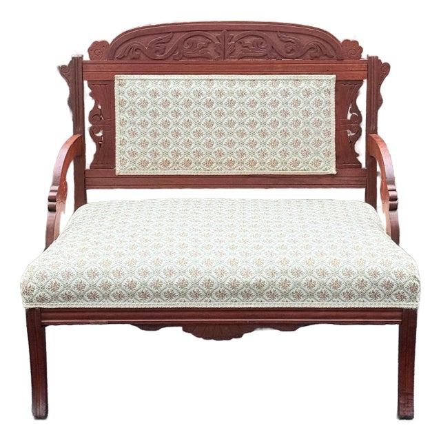 Late 19th Century Carved Victorian / Eastlake Settee For Sale