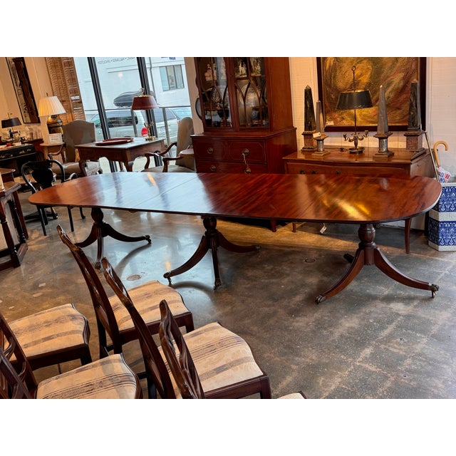 19th Century Mahogany Triple Pedestal Dining Table For Sale - Image 18 of 18