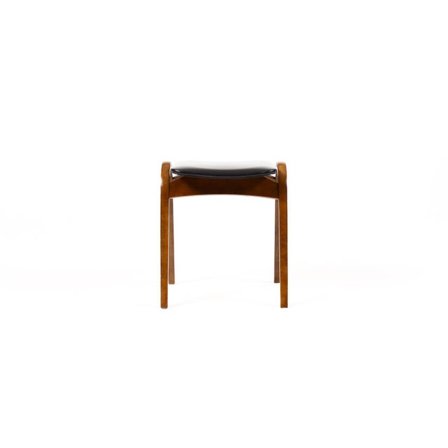 Plastic Mid Century Vintage Stacking Bentwood Stool — Isamu Kenmochi for Akita Mokko — Black Vinyl For Sale - Image 7 of 8