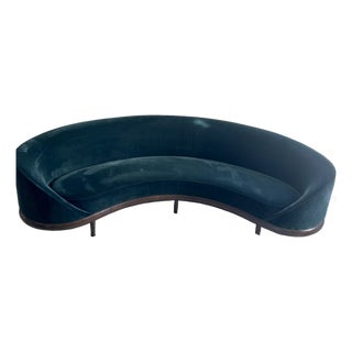 A. Rudin Curved Velvet Sofa For Sale