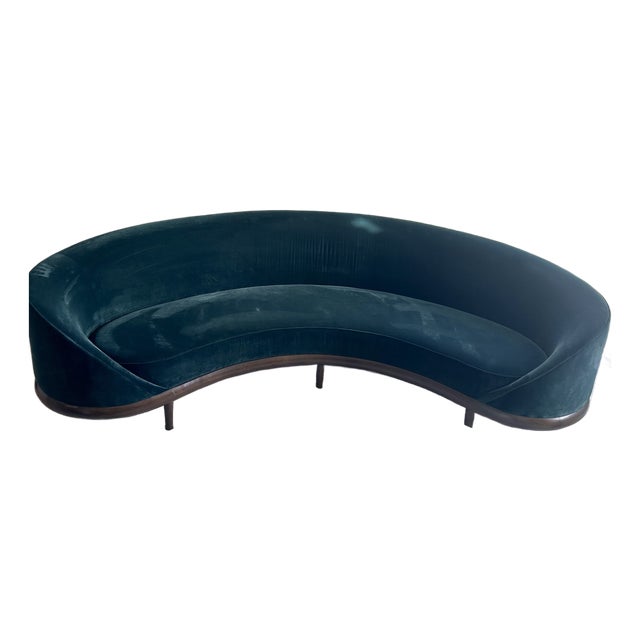A. Rudin Curved Velvet Sofa For Sale