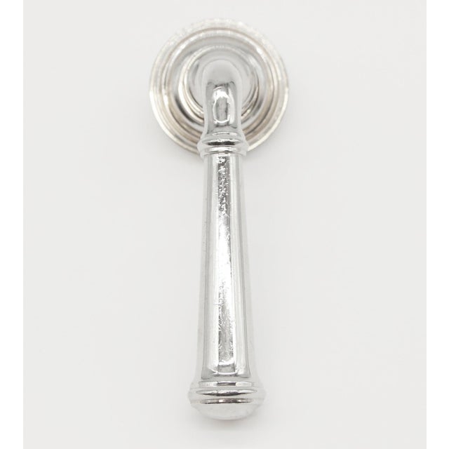 Pair of Vintage Modern Chrome Fixed Lever Door Knob Set For Sale - Image 4 of 7