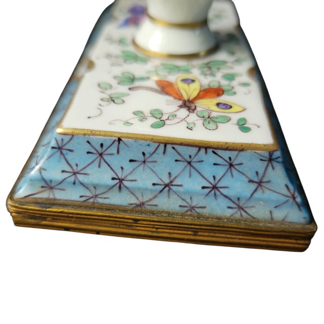 19th Century French Porcelain Ink Blotter With Hand Painted Flowers For Sale - Image 9 of 14