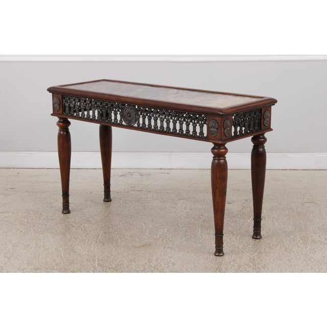 Traditional Theodore Alexander Marble Top Mahogany Console Table For Sale - Image 3 of 18