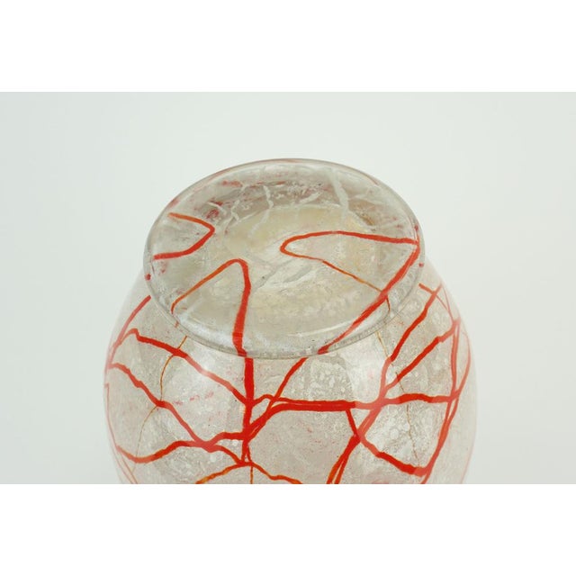 Art Deco Glass Vase in Orange White and Clear Glass, 1930s For Sale - Image 6 of 10