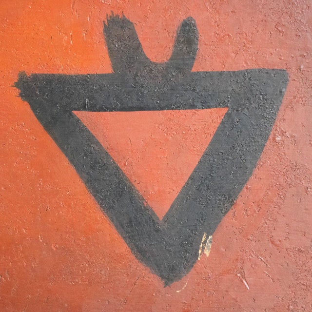 Manuel Rufi Gibert, Geometric Abstraction in Red, 1990s, Oil on Board For Sale - Image 4 of 9