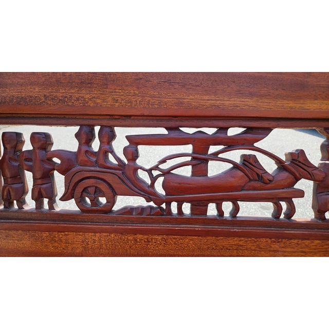 Folk Art Late 20th Century Hand Carved Folk Art Wood Bench For Sale - Image 3 of 11