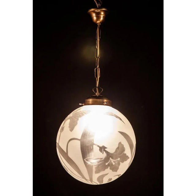 Glass Liberty Engraved Glass Sphere Chandelier or Lantern, Italy, 1940 For Sale - Image 7 of 16