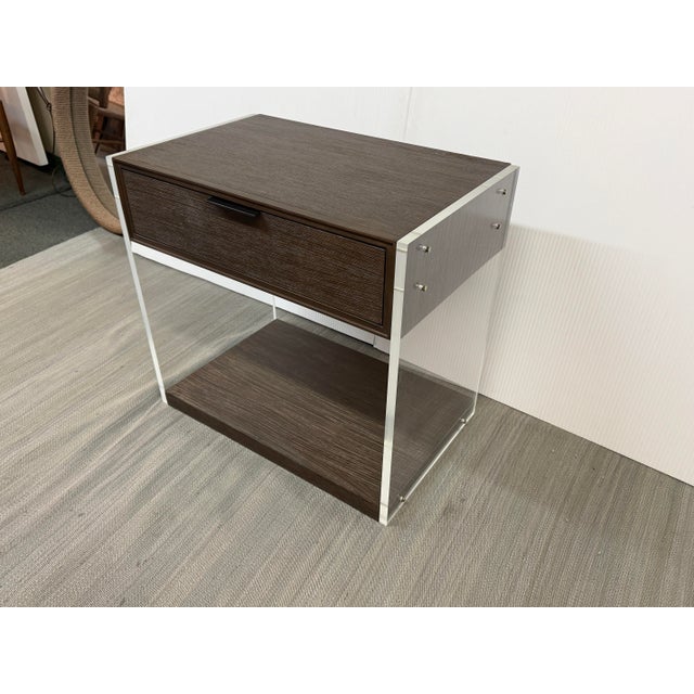Contemporary Brownstone Dalton Nightstand, Lucite For Sale - Image 3 of 11