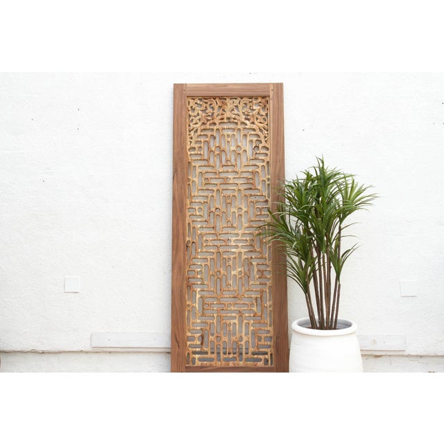 84" Organic Modern Lattice Carved Door For Sale - Image 9 of 9