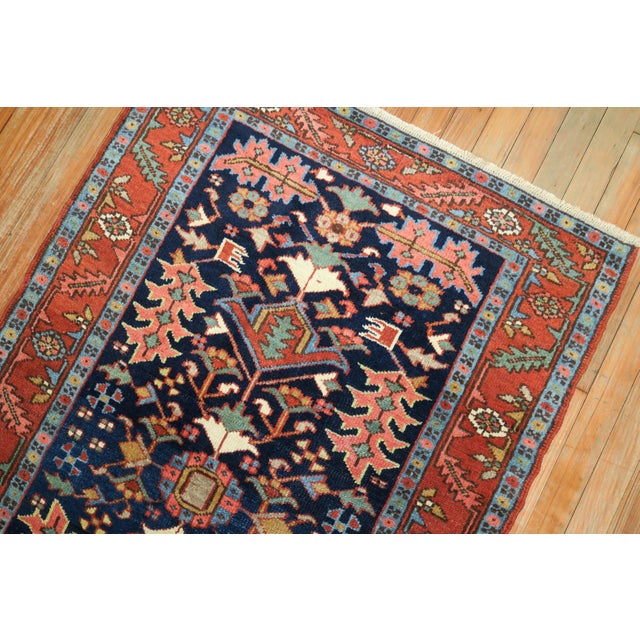Early 20th Century Early 20th Century Zabihi Collection Scatter Size Persian Oriental Heriz Rug For Sale - Image 5 of 6