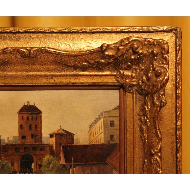 F. Martin, Street Scene at the Isartor in Munich, Early 19th Century, Oil on Canvas, Framed For Sale - Image 7 of 9