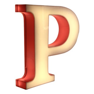 Large Mid-Century Modern Illuminated Letter P, 1970s For Sale