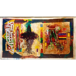 Terence La Noue, Huge Abstract Modernist "August Series" Mixed Media Monotype Colorful Painting, 1990 For Sale