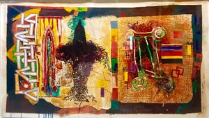 Terence La Noue, Huge Abstract Modernist "August Series" Mixed Media Monotype Colorful Painting, 1990