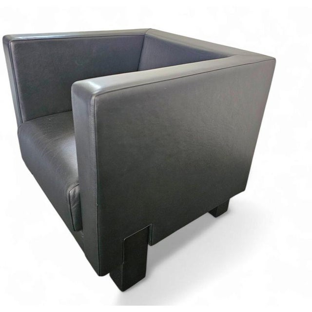 Moji Armchairs and 2-Seater Sofa in Black Leather by Shigeru Uchida for Poltrona Frau, Set of 5 For Sale - Image 17 of 18