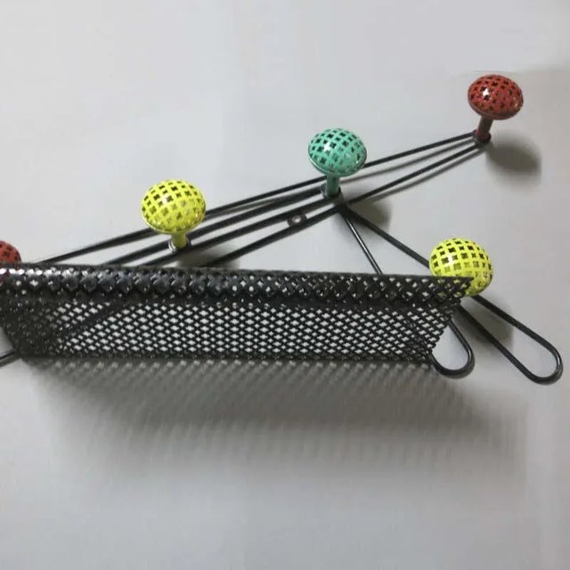 Mid-Century French Metal Wall Coat Rack by Mathieu Matégot, 1950s For Sale - Image 6 of 10