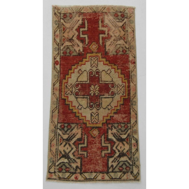 Vintage Worn Mini Rug For Sale - Image 4 of 4