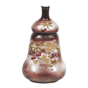 Vintage Hand-Painted Moriage Style Gourd Vase With Raised Floral Detail