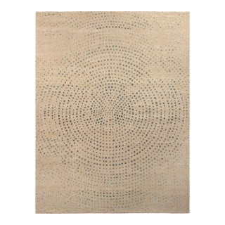 Rug & Kilim’s Spotted Circles Rug in Cream and Blue, 5x7 For Sale