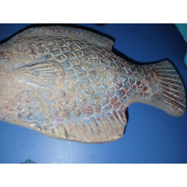 Sculpture Materials Vintage Terracotta Clay Fish Hanging Sculpture Figure For Sale - Image 7 of 8